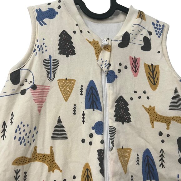 DuoMiaoMiao Panda Art Graphic Sleeveless Cotton Full Zip Snap Sleeper Size S - Picture 2 of 5
